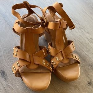 Torrid size 10 wide camel studded wedges.